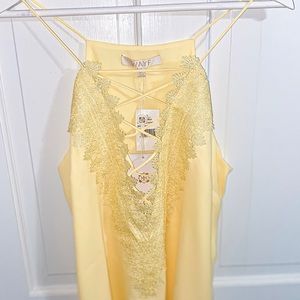 WAYF Yellow lace tank